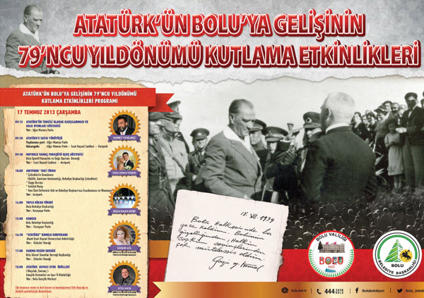 Bolu Atatürk’ün Bolu’ya gelişinin 79. Yıldönümü kutluyor